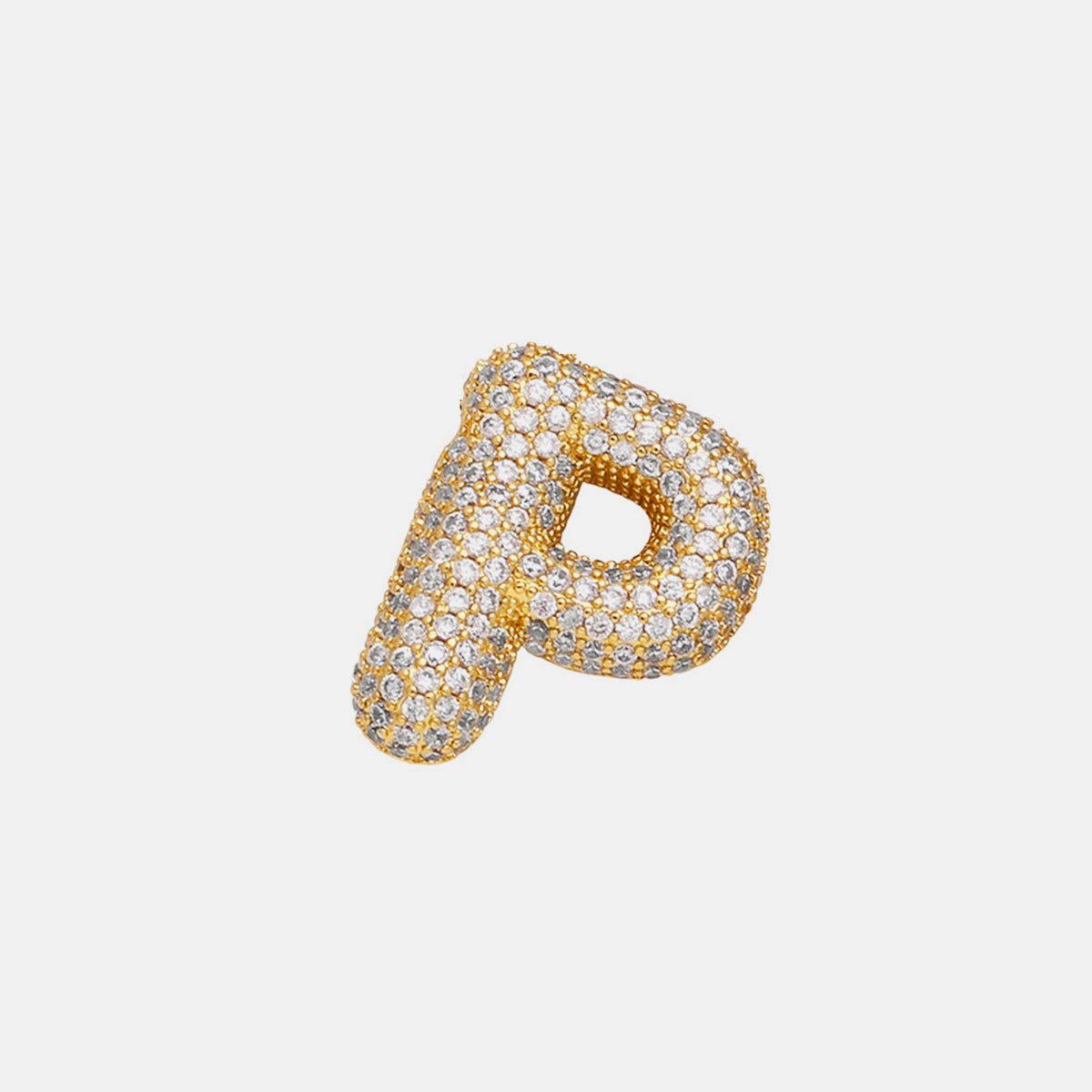 Inlaid Zircon Bubble Initial Pendant L-U